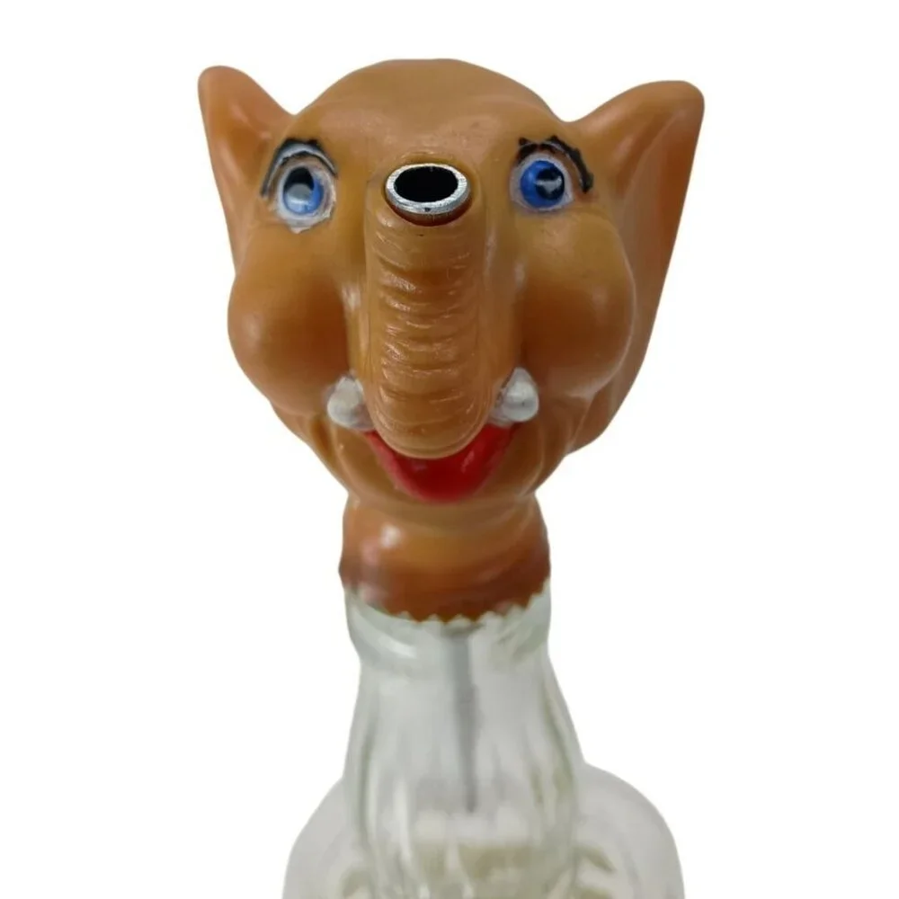 Circa 1970's Barware Liquor Pour With Vinyl Cartoonish Elephant Vintage